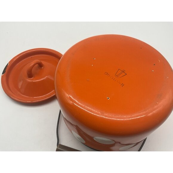 Enamel VTG  6 Inch High Mllk Can or Milk Churn Red/Orange w/White Polka Dots - Picture 12 of 16